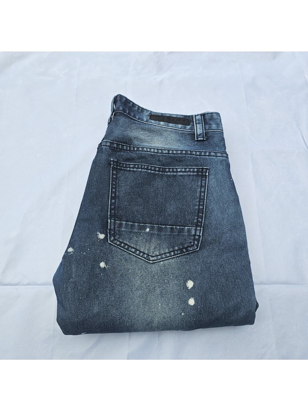 CJ Black Premium Mens Blue Denim Paint Ribbed Skinny Biker Jeans Fit 32x32 Tag